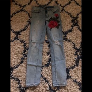 Fashion nova rose embroidered jeans